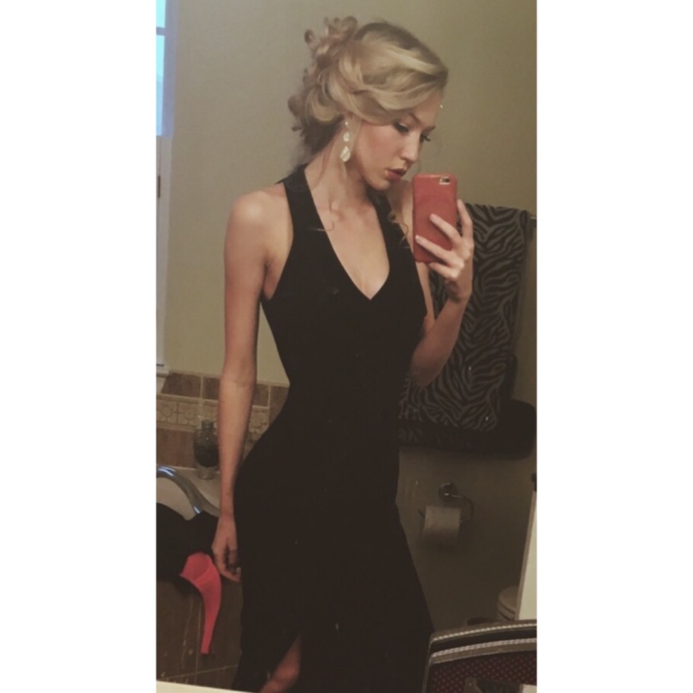 Navy blue velvet gown